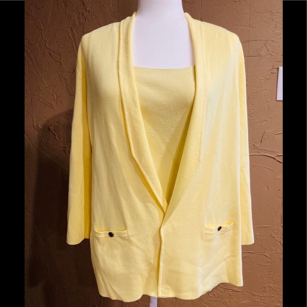 Kasper Tank Top & Sweater Set Medium Yellow